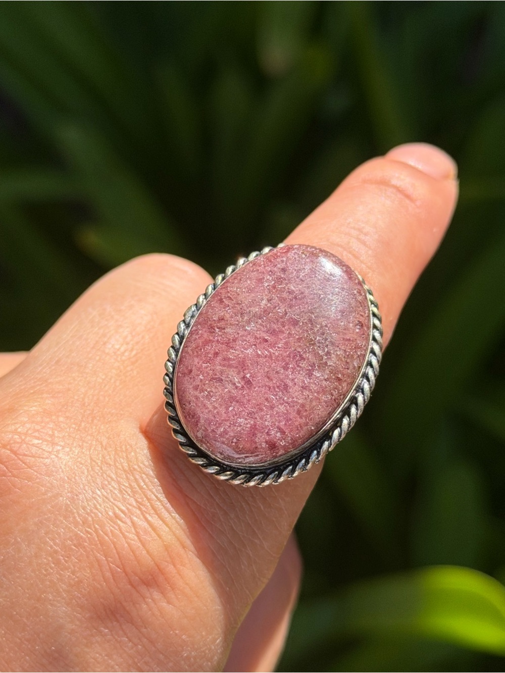 SIZE 8 925 Silver Plated Pink Rhodonite Ring 2491 - Picture 6 of 8